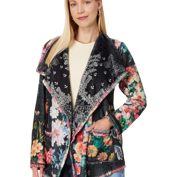 New JOHNNY WAS Joan Wrap Sherpa Jacket Farfalla Reversible Size Medium - Picture 3 of 11